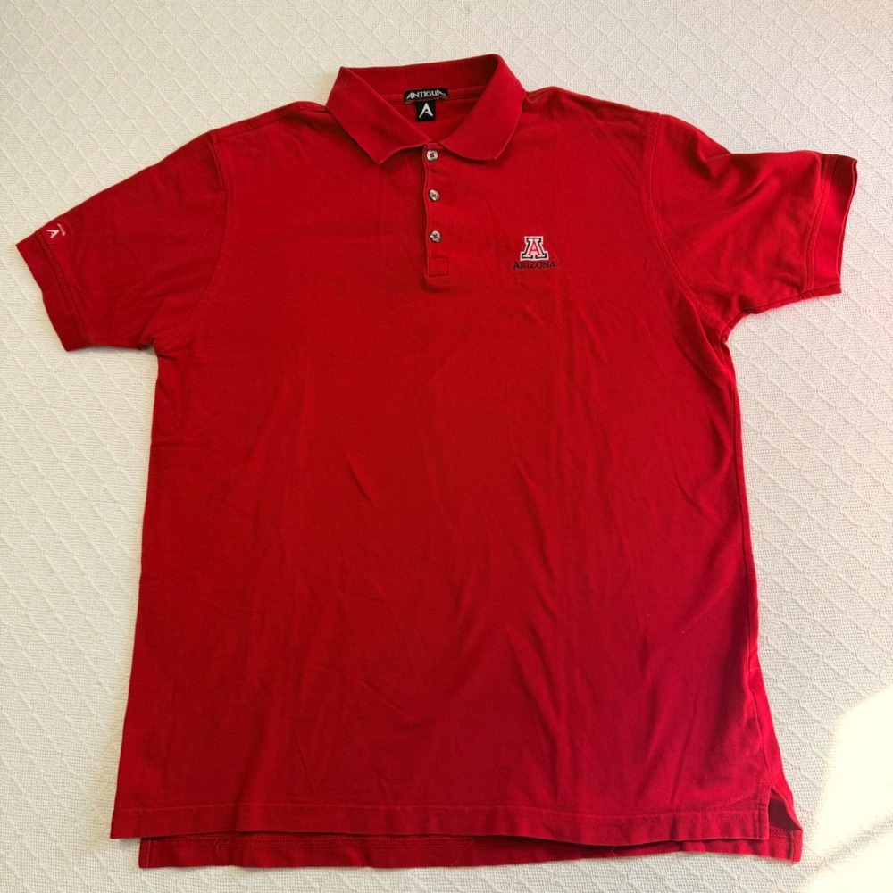 Antigua Mens University of Arizona Wildcats Red Polo Shirt Short Sleeve Size L